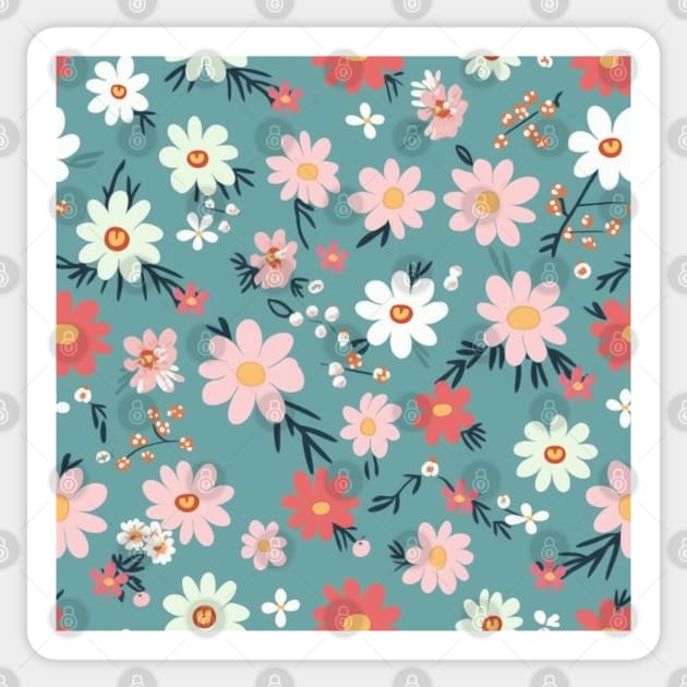 Minimalist Seamless Floral Pattern Flowers Texture Sticker by AstroWolfStudio